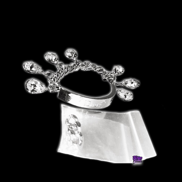 Christian Dior Vintage Silver Crystal Embellished Logo ID Gambler Charm Bracelet - Picture 5 of 16